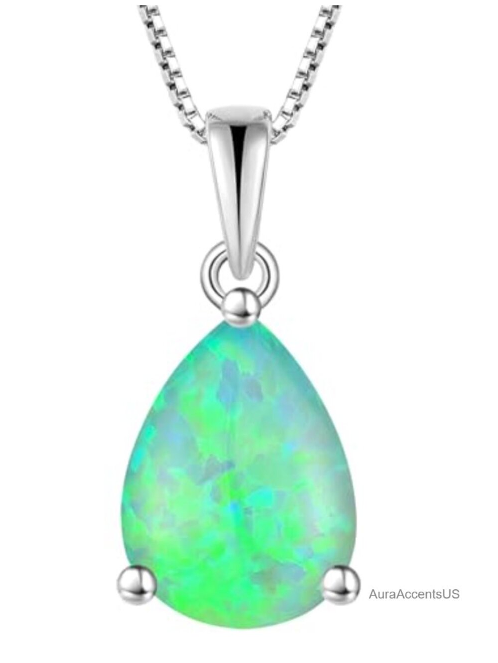 925 Sterling Silver Teardrop Pendant Necklace Pear Cut Birthstone 18+2"